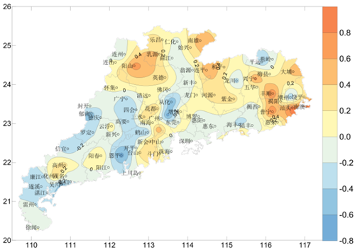 广东省2017年5月：全省降水略偏少