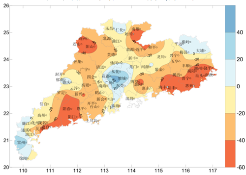 广东省2017年5月：全省降水略偏少
