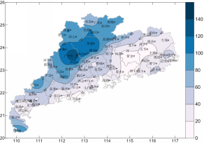 广东省2017年11月：气温略偏高，降水偏多，日照显著偏少。