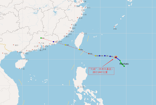 台风“天鸽”生成并趋向台湾东南部沿海