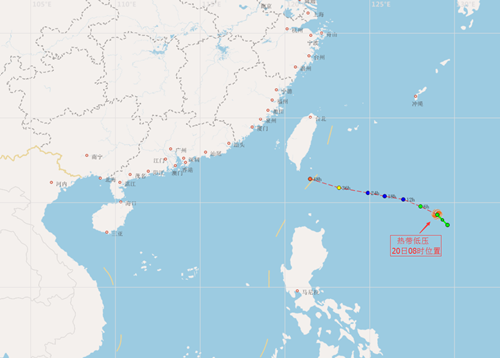 明后天广东晴热为主,菲律宾以东洋面有低压