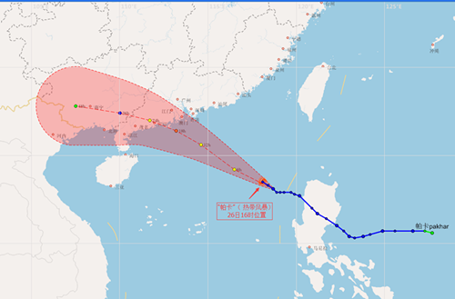“帕卡”将于27日白天登陆深圳到茂名沿海