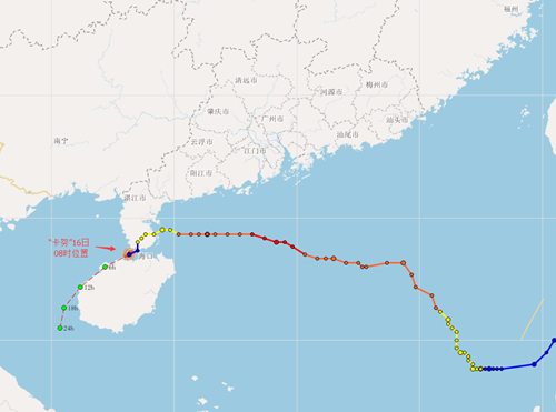 “卡努”强度减弱已移入琼州海峡
