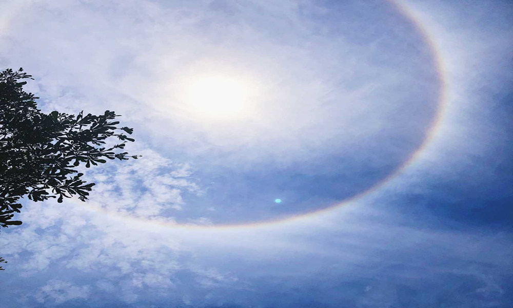 美！广东清远惊现日晕奇观