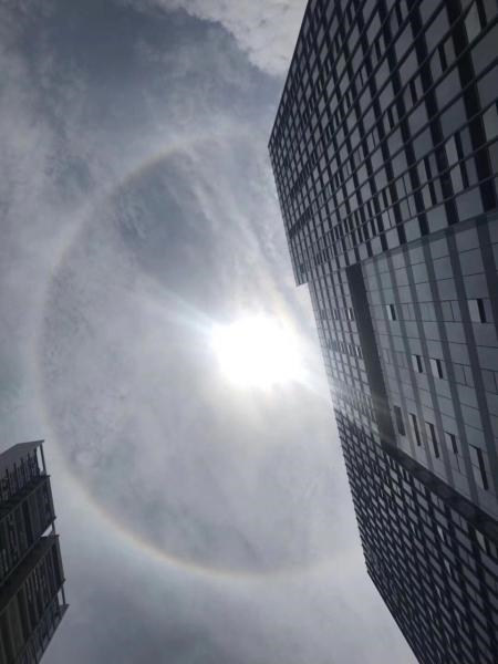 美！广东清远惊现日晕奇观